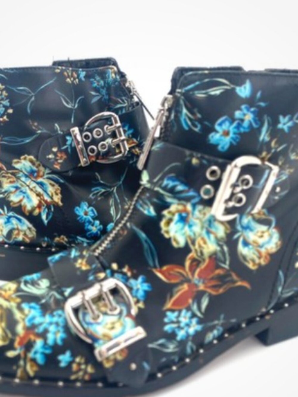 Gianni Bini Leather Floral Ankle Boot